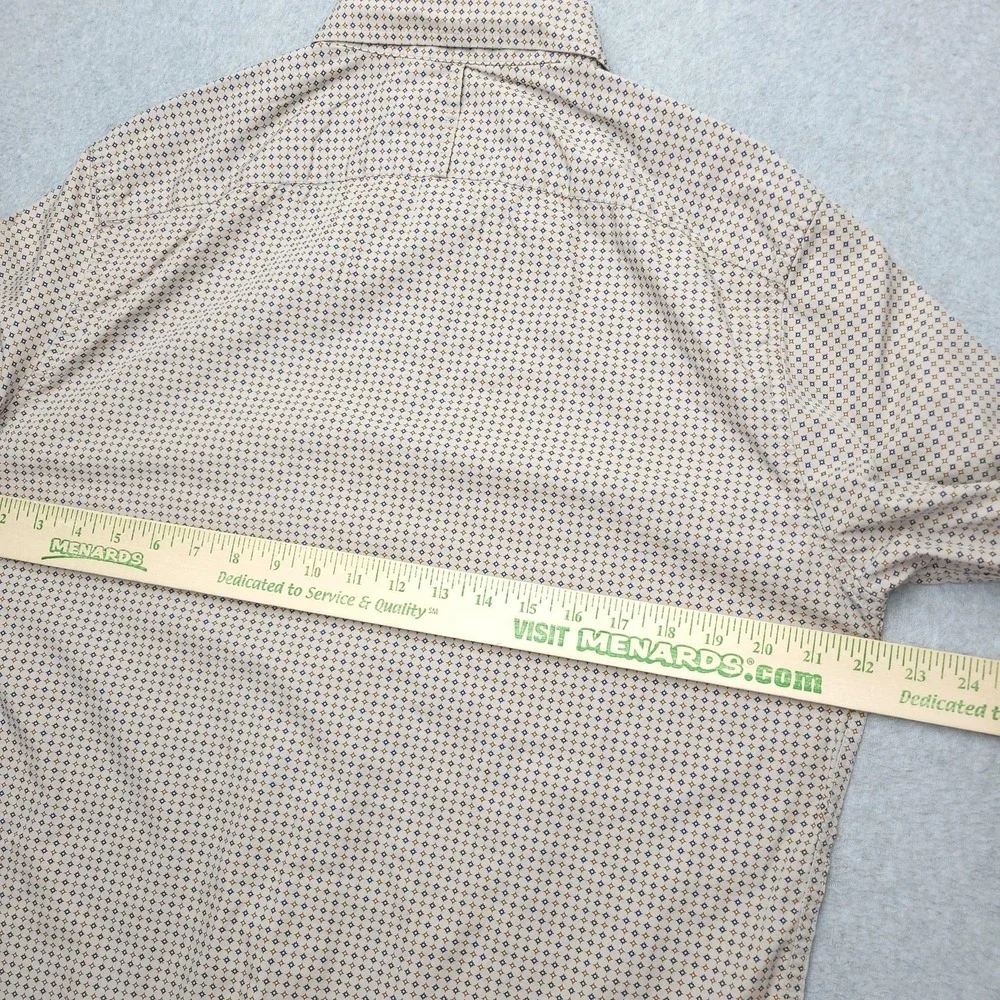 Banana Republic Luxe Poplin Shirt Mens M Beige Geometric Long Sleeve Button Up